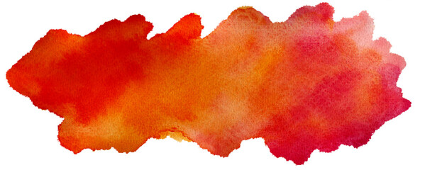 red and yellow paint splashes watercolor background isolated trasnparent
