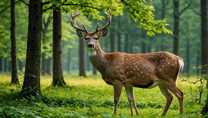 Naklejka na ściany i meble Deer-ai-image-with-nature-beauty-full-hd