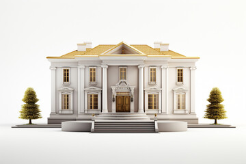 Illustration of a white classical building on a white background. Vector illustration.
