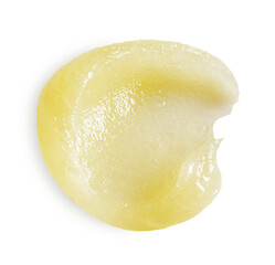 Vaseline texture. Petroleum jelly ointment swatch. Yellow balm isolated on transparent background with shadow