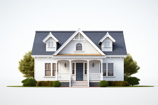 3d rendering of a house isolated on white background with clipping path