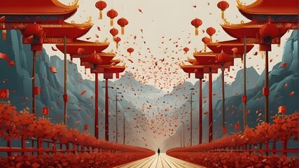 chinese lantern festival - obrazy, fototapety, plakaty
