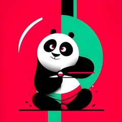 Abstract or geometric panda with a single bright shade.
