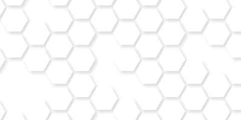 Abstract. Embossed Hexagon ,honeycomb white Background ,light and shadow ,Vector