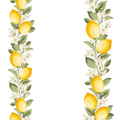 Lemon frame illustration. hand-drawn citrus. - obrazy, fototapety, plakaty