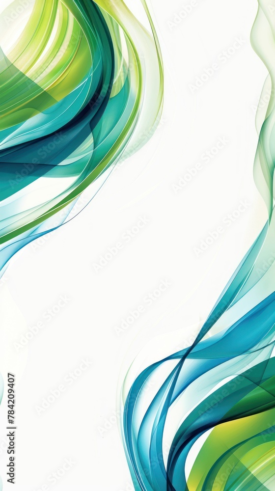 Poster wavy neon frame with a smooth gradient from turquoise to lime green