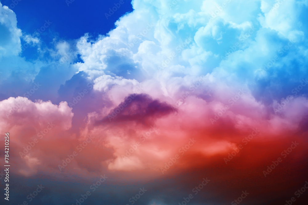 Wall mural Multicolored sky background. High clouds in the summer sky. Meteorological observations of the sky. - Wall murals