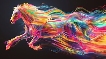 Obraz premium An artistic depiction of animal locomotion in a dynamic and captivating design, showcasing fluidity and grace with vibrant colors