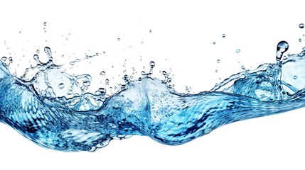 Water splash isolated on white background. Blue water wave isolated on white background - obrazy, fototapety, plakaty