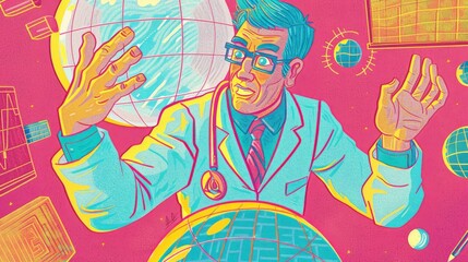 A doctor consulting a crystal ball for random, futuristic medical diagnoses - obrazy, fototapety, plakaty