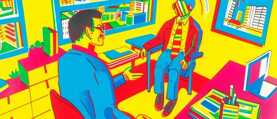 A doctor consulting with a random, AI hologram about a patients diagnosis, futuristic healthcare
