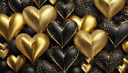 background of gold, Golden Love Heart wallpaper heart boked  - obrazy, fototapety, plakaty