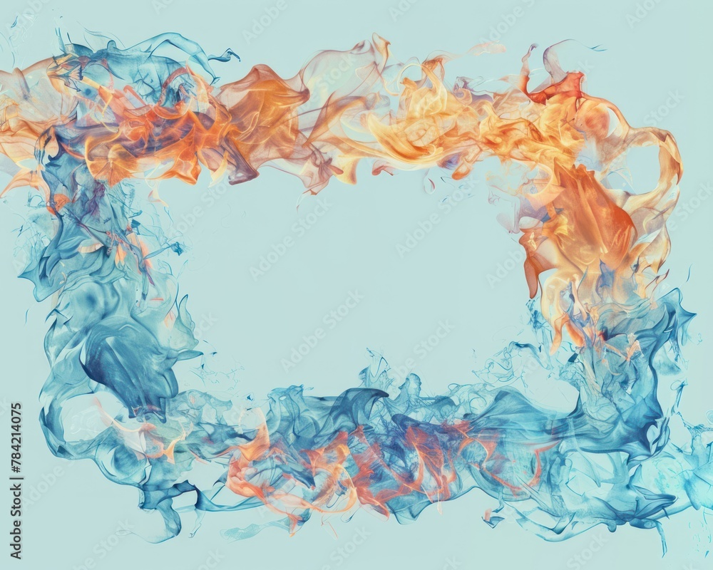 Aufkleber a dynamic watercolor rendering of a rectangular fire frame showcasing a turbulent dance of blue and 