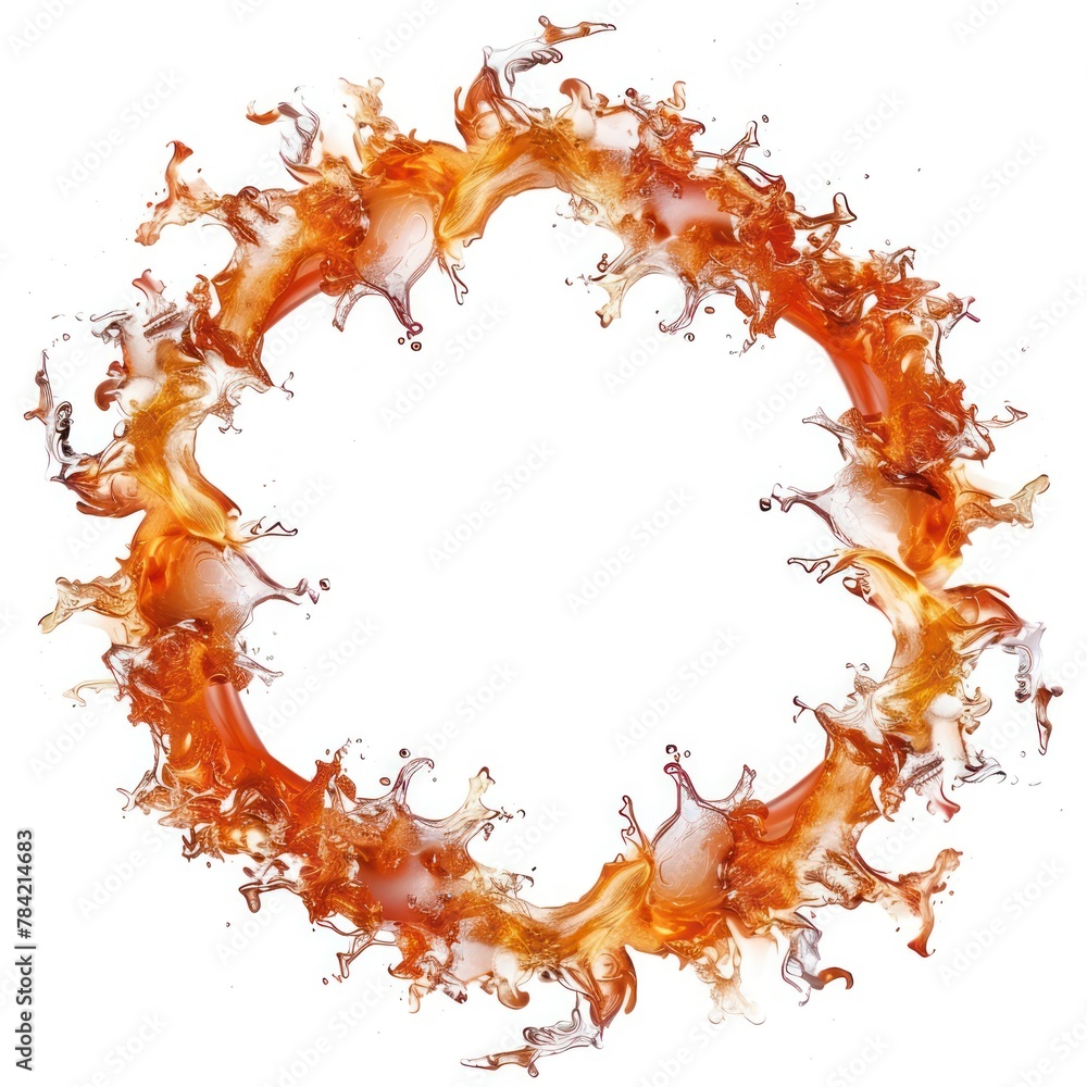Aufkleber a circular lava frame with dynamic swirls of lava simulating the fluid motion of a volcanic eruption