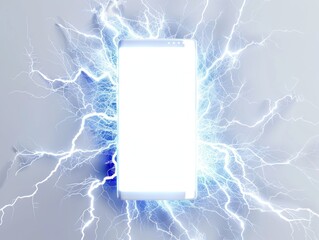 A dazzling electricity frame with bolts of blue and white lightning