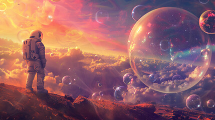 astronaut planet clouds in space concept cosmic photography,star fields,nebulae,gas clouds,enchanting landscapes