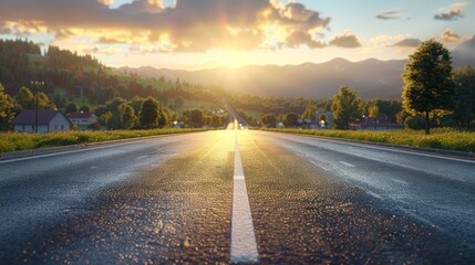 photorealistic highway on town background Generated with Ai tools