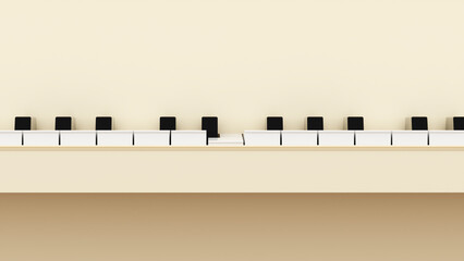Black and white shiny piano keys close-up. © sv_production