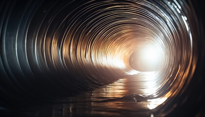 Abstract Tunnels Made of Copper and Metal
