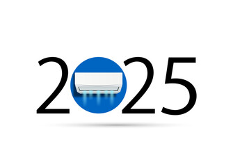 Happy new year 2025. Year 2025 with air conditioner icon
