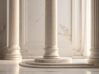 background of white Roman marble columns. generative ai