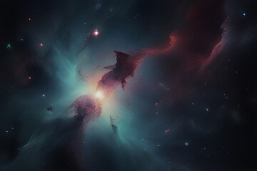 Obraz na płótnie Canvas Nebula in deep space with stars. Generative AI