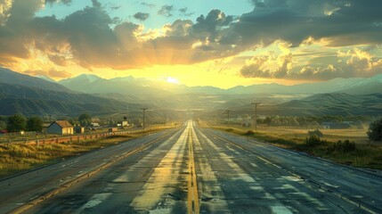 Obraz premium photorealistic highway on town background Generated with Ai tools