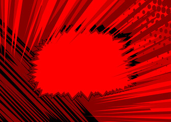 Red and black cartoon backdrop, comic book background. Retro vector comics pop art design.
