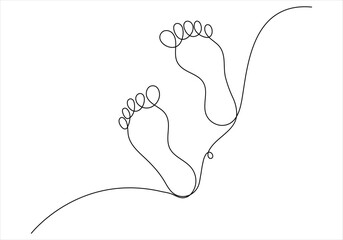
Continuous one line drawing of human bare footprint vector illustration 