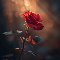 Beautiful rose with backlight from the sun