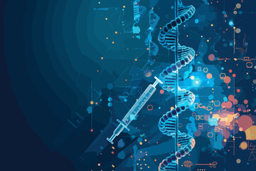Personalized medicine concept with DNA helix, genetic testing, and targeted therapies illustration