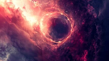 An intergalactic portal opening in the heart of a nebula, offering a gateway to uncharted worlds. - obrazy, fototapety, plakaty