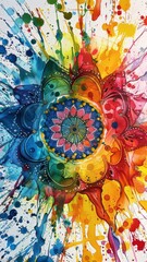 Artistic mandala explosion of kaleidoscopic colors