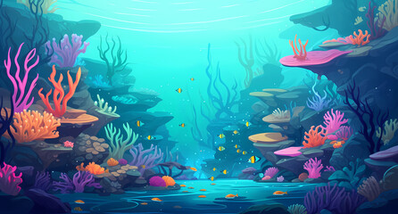 Fototapeta na wymiar cartoon background in the style of a deep sea underwater