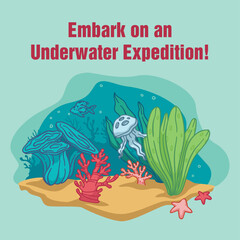 Deep Sea Exploration Marine Illustration - 784231012