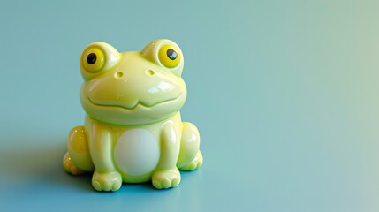 Glossy Green Frog Figurine - Charming and Playful Collectible 3D Illustration