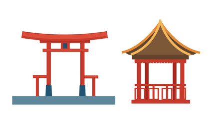 Traditional Asian Pavilions Vector Set - 784231436