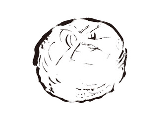 パン・ド・カンパーニュの手描きイラスト　線画モノクロ