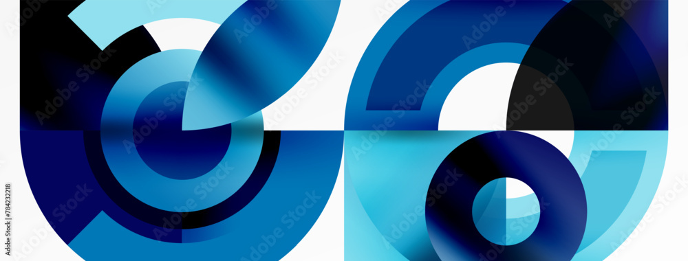 Poster The number 66 is represented by a pattern of azure and aqua circles on a white background, resembling an automotive tire design. The electric blue adds a touch of art to the symmetry of the circles