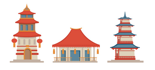 Ancient Eastern Architecture Icons vector