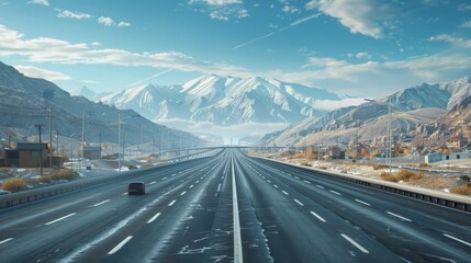 photorealistic highway on town background Generated with Ai tools