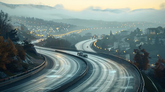 photorealistic highway on town background Generated with Ai tools