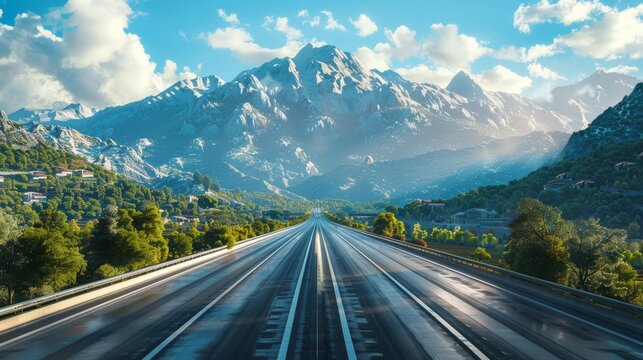 photorealistic highway on town background Generated with Ai tools