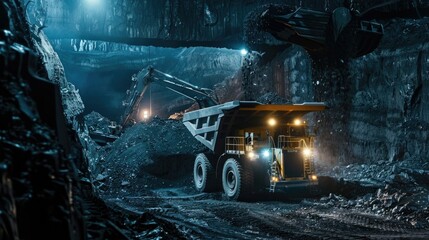 Miners Extracting Coal Underground
