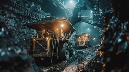 Miners Working Underground - obrazy, fototapety, plakaty