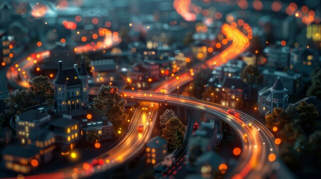 photorealistic highway on town background Generated with Ai tools