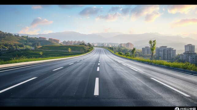 photorealistic highway on town background Generated with Ai tools