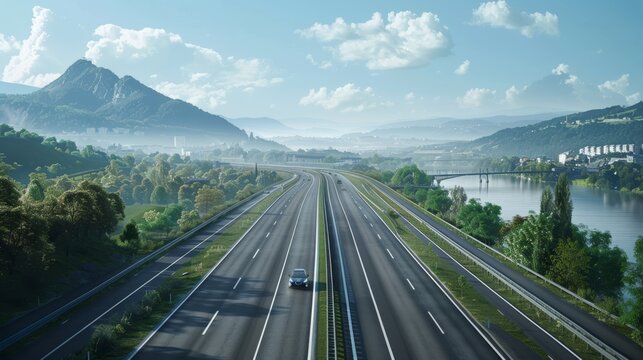 photorealistic highway on town background Generated with Ai tools