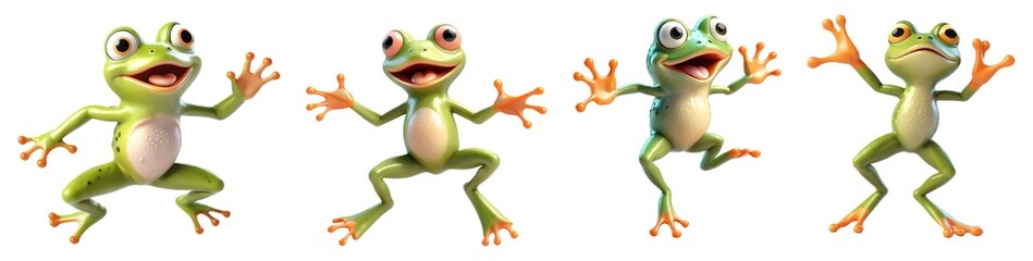 3D jumping and dancing Frog on Transparent Background