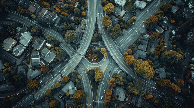 photorealistic highway on town background Generated with Ai tools